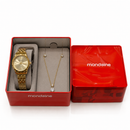 Relógio Feminino Mondaine Dourado com Kit Colar e Brinco